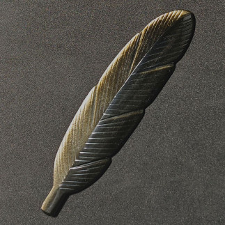 Plume Sculptée en Obsidienne Dorée – Qualité Extra – Protection et Élévation