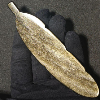 Plume Sculptée en Obsidienne Dorée – Qualité Extra – Protection et Élévation