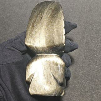 Guerrier de Téotihuacan en Obsidienne Dorée – Sculpture Artisanale du Mexique