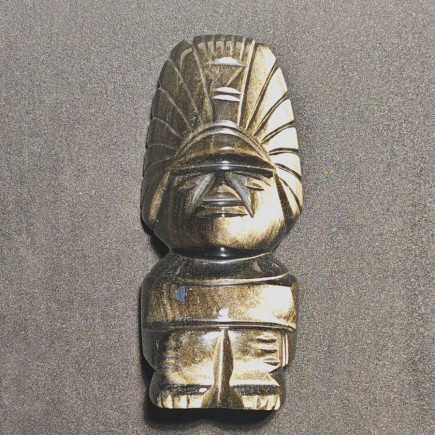 Guerrier de Téotihuacan en Obsidienne Dorée – Sculpture Artisanale du Mexique