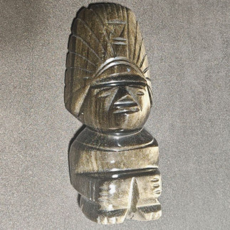 Guerrier de Téotihuacan en Obsidienne Dorée – Sculpture Artisanale du Mexique