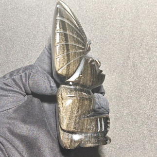 Guerrier de Téotihuacan en Obsidienne Dorée – Sculpture Artisanale du Mexique