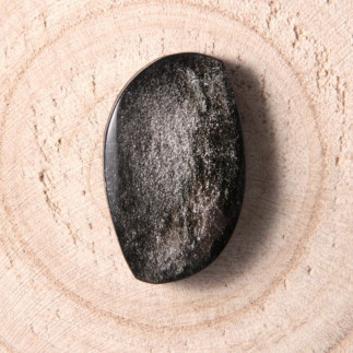 Cabochon en Obsidienne Argentée du Mexique – Reflets Métalliques et Protection