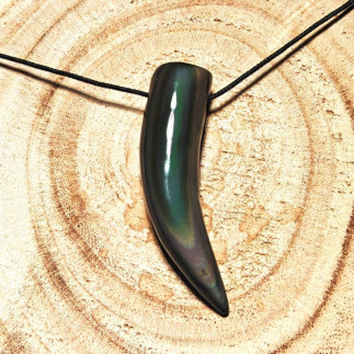 Pendentif Griffe en Obsidienne Arc-en-Ciel – Pierre de Protection et Transformation