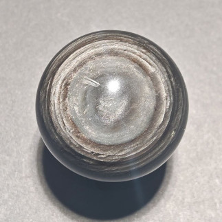 Sphère en Obsidienne Mixte Œil Céleste / Argentée – Pierre Rare du Mexique