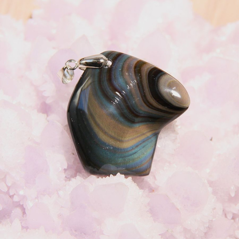 Pendentif en obsidienne arc-en-ciel