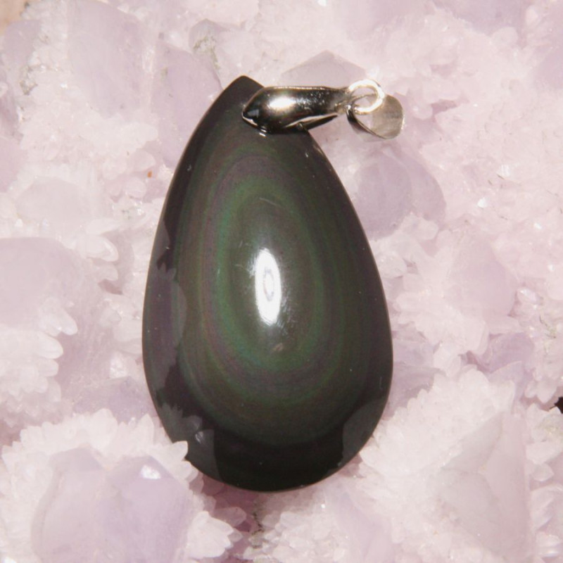Pendentif en obsidienne œil céleste