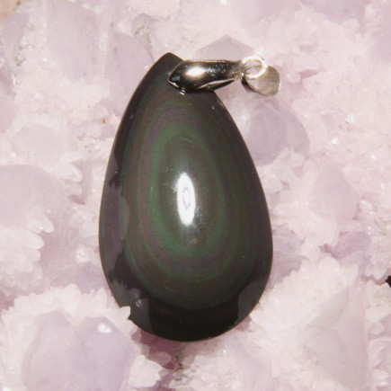 Pendentif Obsidienne Œil Céleste – Goutte irisée du Mexique
