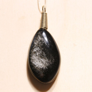 Pendentif en obsidienne argentée