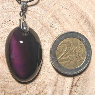 Pendentif Obsidienne Arc-en-Ciel – Reflets Violets Mystiques