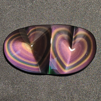 Double cœur en obsidienne arc-en-ciel du Mexique – Pierre naturelle unique
