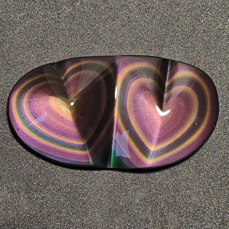 Double cœur en obsidienne œil céleste