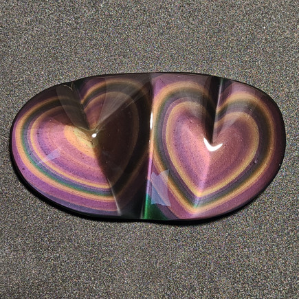 Double cœur en obsidienne arc-en-ciel du Mexique – Pierre naturelle unique
