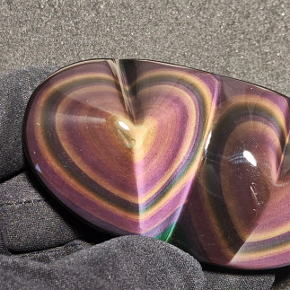 Double cœur en obsidienne œil céleste