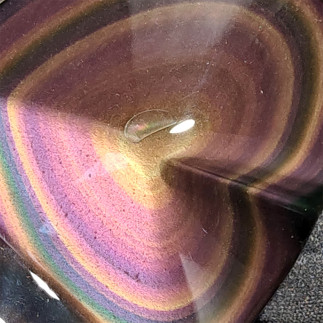 Double cœur en obsidienne arc-en-ciel du Mexique – Pierre naturelle unique