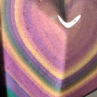 Double cœur en obsidienne arc-en-ciel du Mexique – Pierre naturelle unique