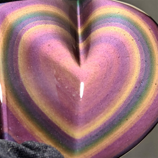 Double cœur en obsidienne arc-en-ciel du Mexique – Pierre naturelle unique