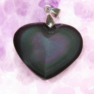 Pendentif Cœur en Obsidienne Œil Céleste – Reflets Mystiques du Mexique