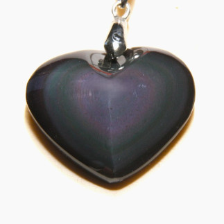 Pendentif Cœur en Obsidienne Œil Céleste – Reflets Mystiques du Mexique