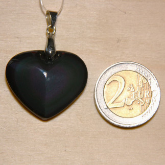 Pendentif Cœur en Obsidienne Œil Céleste – Reflets Mystiques du Mexique