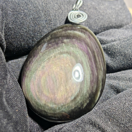 Pendentif en obsidienne oeil céleste