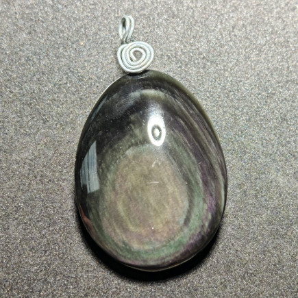 Pendentif en Obsidienne Arc-en-Ciel Ovale – Pierre Naturelle du Mexique
