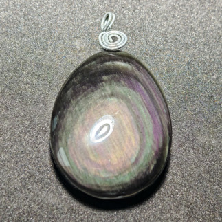 Pendentif en Obsidienne Arc-en-Ciel Ovale – Pierre Naturelle du Mexique