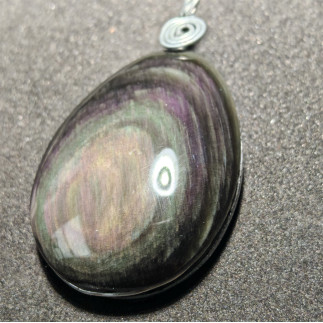 Pendentif en Obsidienne Arc-en-Ciel Ovale – Pierre Naturelle du Mexique