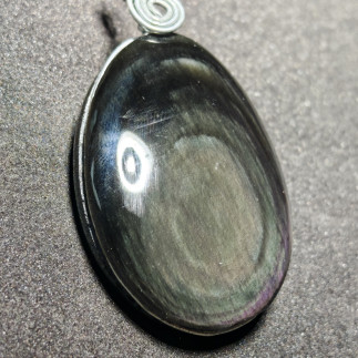 Pendentif en Obsidienne Arc-en-Ciel Ovale – Pierre Naturelle du Mexique
