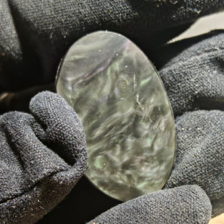 Cabochon en obsidienne manto huichol du Mexique | Lune d'Obsidienne