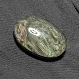 Cabochon en obsidienne manto huichol du Mexique | Lune d'Obsidienne
