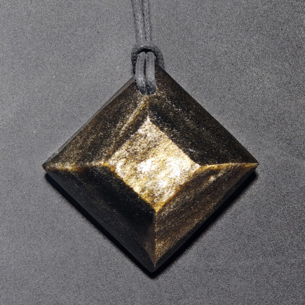Pendentif Obsidienne Dorée Géométrique | Pierre Naturelle du Mexique