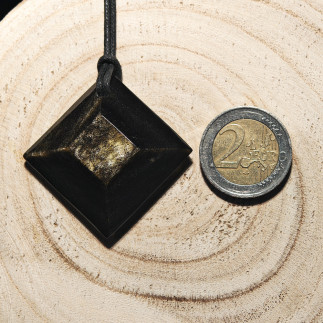 Pendentif Obsidienne Dorée Géométrique | Pierre Naturelle du Mexique