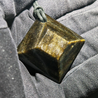 Pendentif Obsidienne Dorée Géométrique | Pierre Naturelle du Mexique