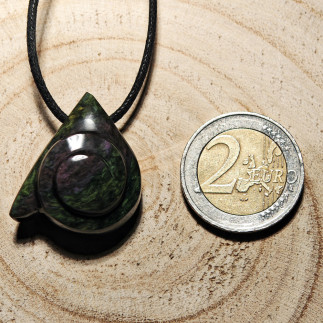 Pendentif Obsidienne Manto Huichol Escargot – Artisanat du Mexique