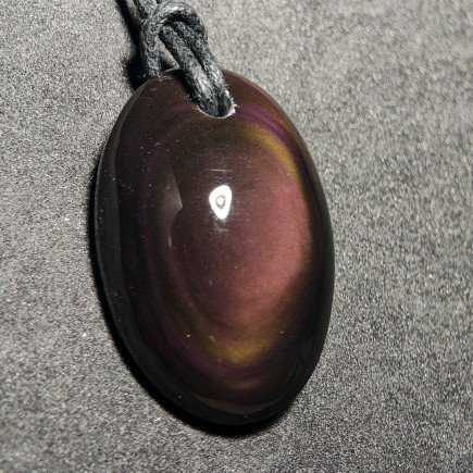 Pendentif en obsidienne arc-en-ciel naturelle du Mexique