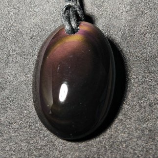 Pendentif en obsidienne arc-en-ciel naturelle du Mexique