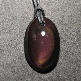 Pendentif en obsidienne arc-en-ciel naturelle du Mexique