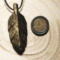Pendentif feuille en obsidienne dorée