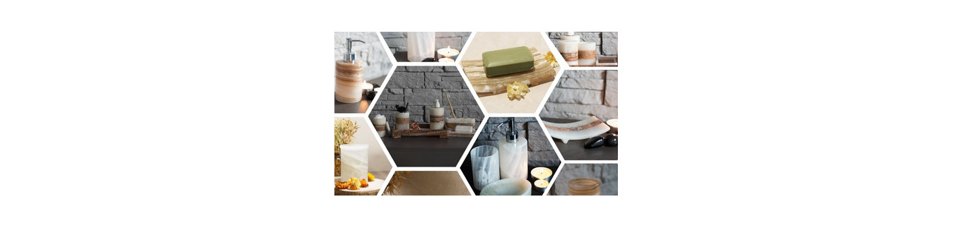 Accessoires la salle de bain, fabrication artisanale en onyx marbre