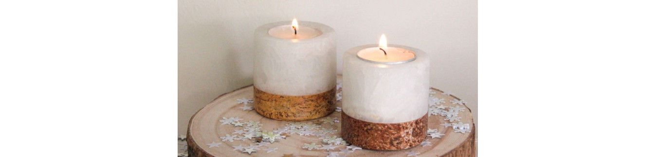 Bougeoirs et porte-bougies artisanaux en onyx marbre
